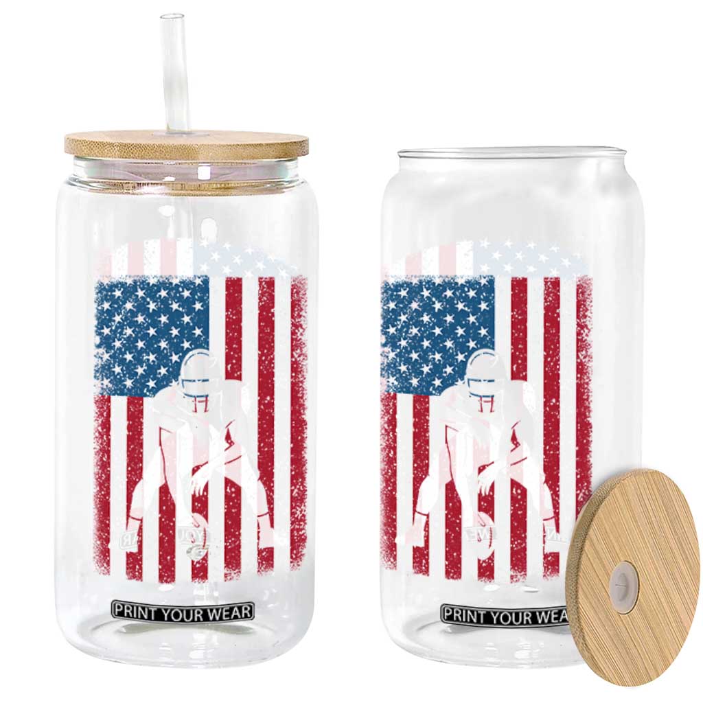 American Flag Football Glass Can Cool Distressed Vintage Patriotic Football Player TS10 Print Your Wear