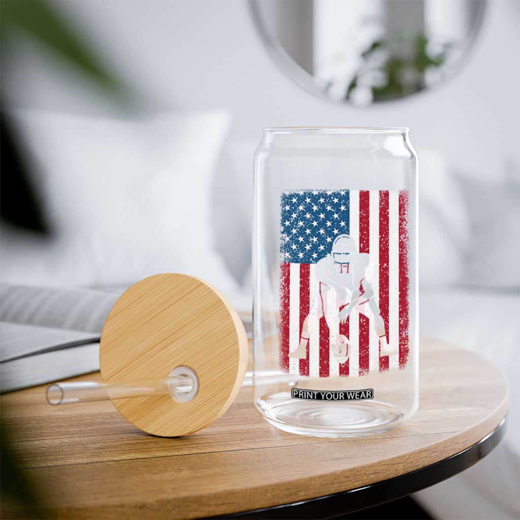 American Flag Football Glass Can Cool Distressed Vintage Patriotic Football Player TS10 Print Your Wear