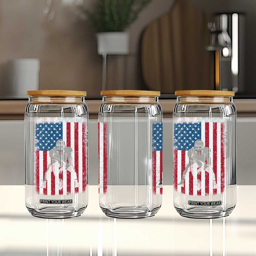 American Flag Football Glass Can Cool Distressed Vintage Patriotic Football Player TS10 Print Your Wear