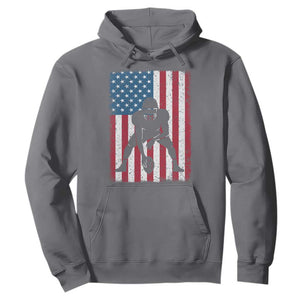 American Flag Football Hoodie Cool Distressed Vintage Patriotic Football Player TS10 Charcoal Print Your Wear