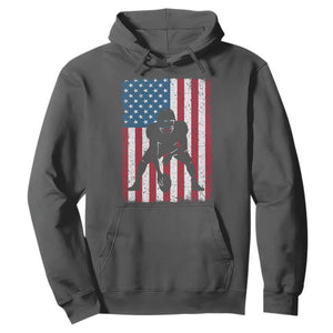 American Flag Football Hoodie Cool Distressed Vintage Patriotic Football Player TS10 Dark Heather Print Your Wear