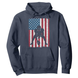 American Flag Football Hoodie Cool Distressed Vintage Patriotic Football Player TS10 Navy Print Your Wear