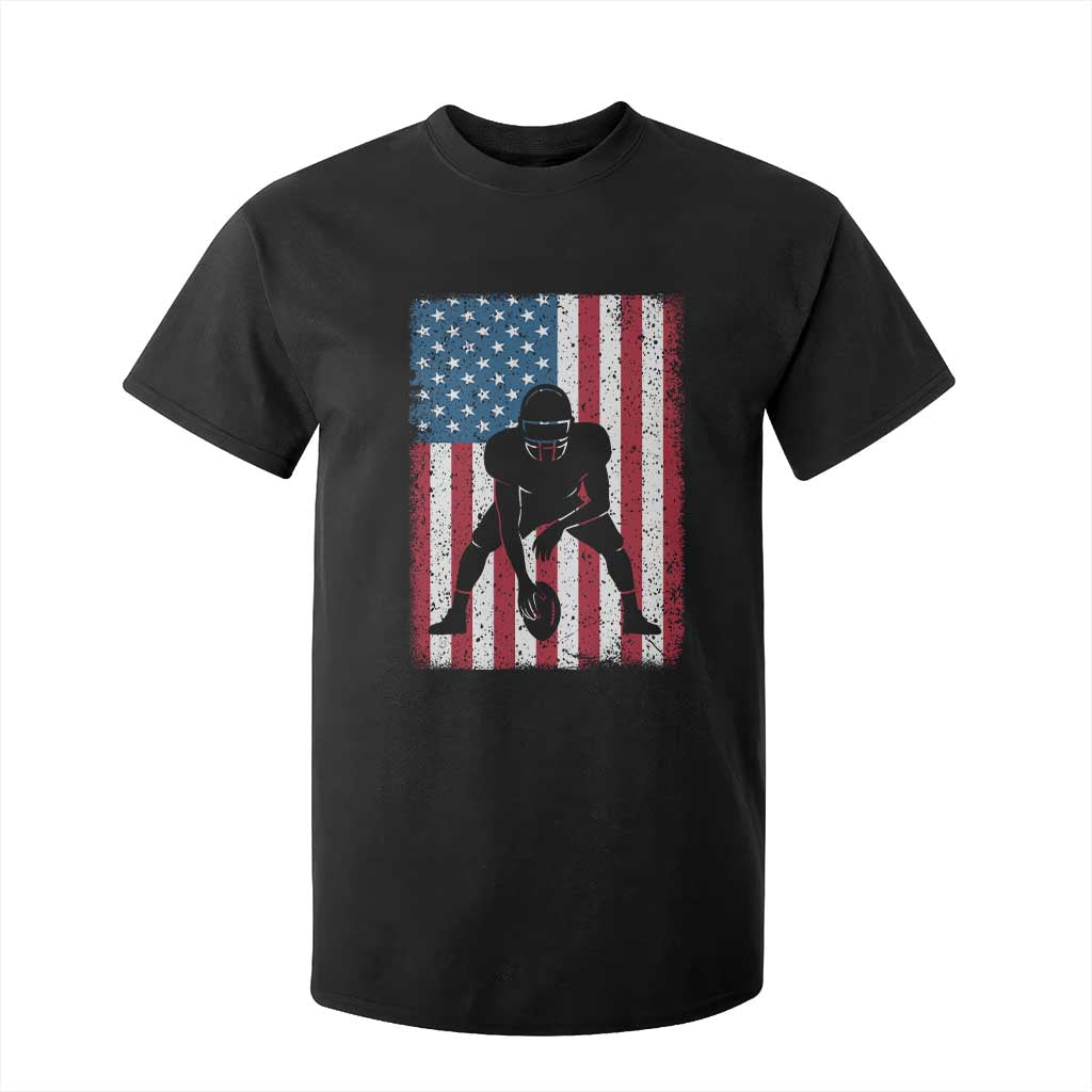 American Flag Football T Shirt For Kid Cool Distressed Vintage Patriotic Football Player - Print Your Wear
