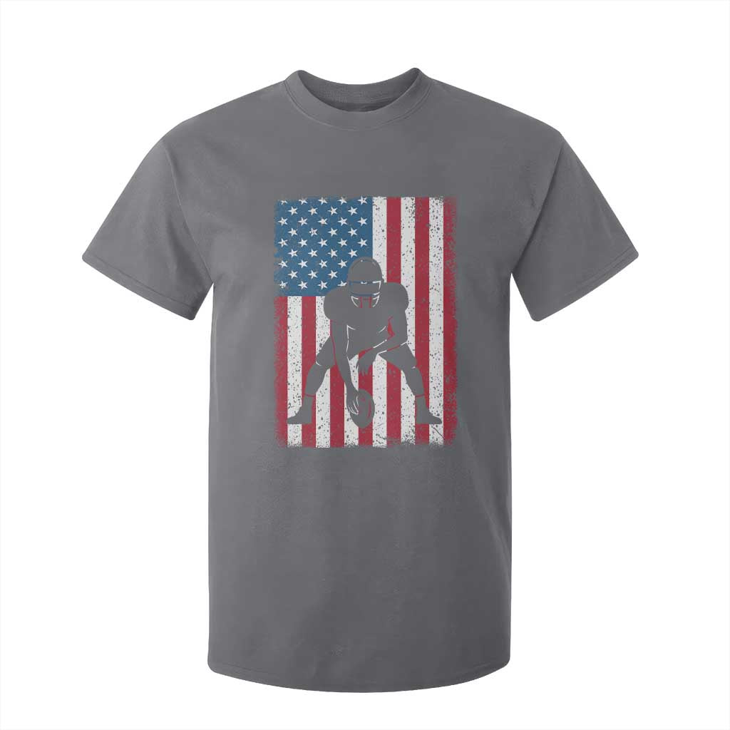 American Flag Football T Shirt For Kid Cool Distressed Vintage Patriotic Football Player TS10 Charcoal Print Your Wear