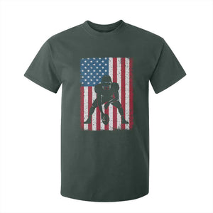 American Flag Football T Shirt For Kid Cool Distressed Vintage Patriotic Football Player TS10 Dark Forest Green Print Your Wear