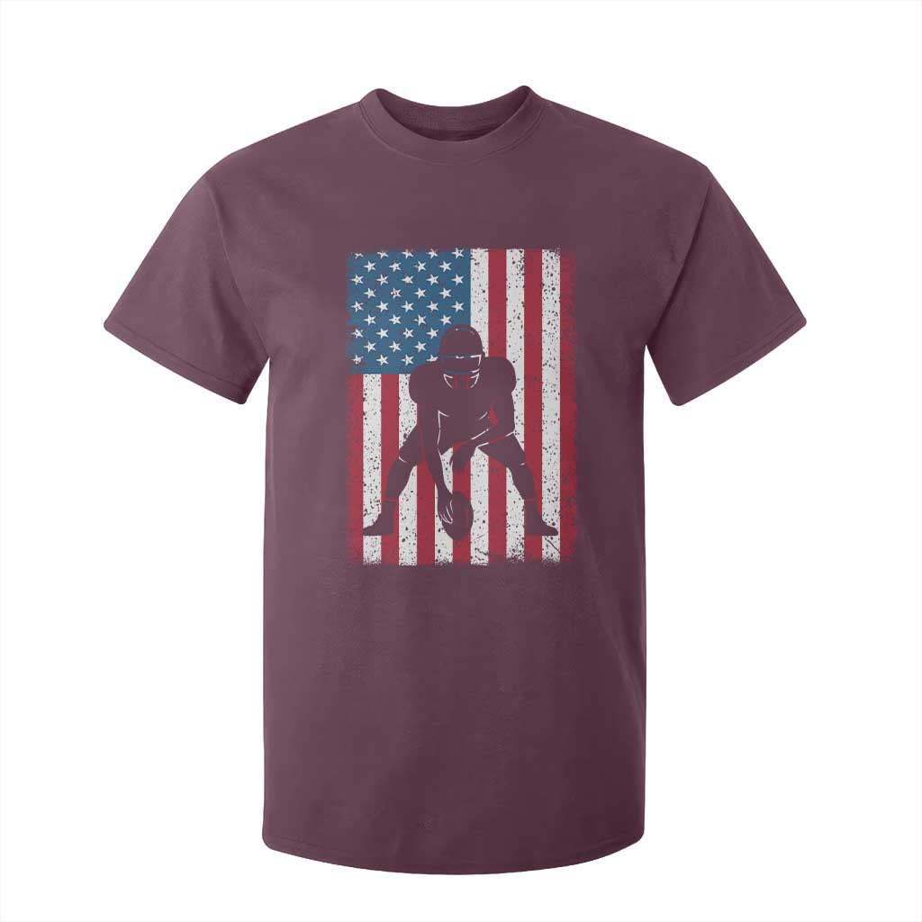 American Flag Football T Shirt For Kid Cool Distressed Vintage Patriotic Football Player TS10 Maroon Print Your Wear