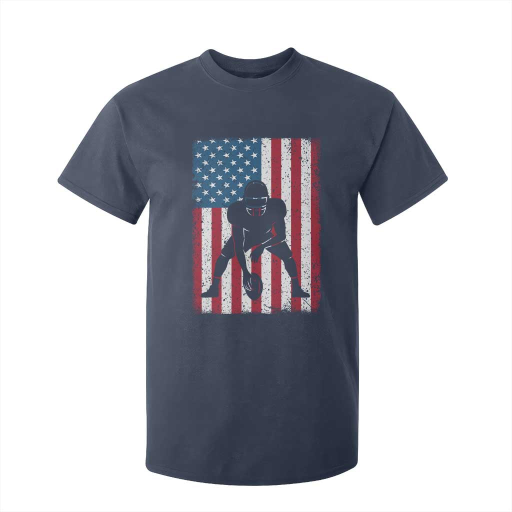 American Flag Football T Shirt For Kid Cool Distressed Vintage Patriotic Football Player TS10 Navy Print Your Wear