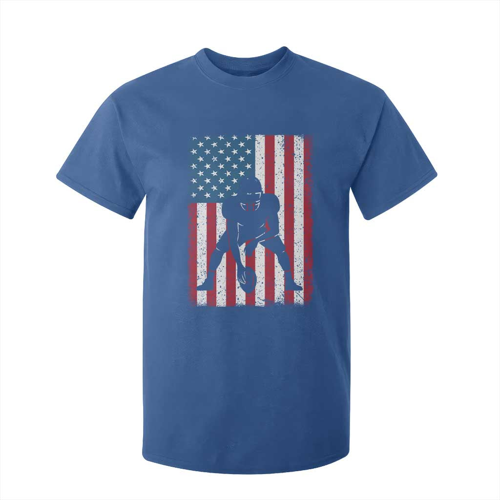 American Flag Football T Shirt For Kid Cool Distressed Vintage Patriotic Football Player TS10 Royal Blue Print Your Wear