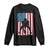 American Flag Football Long Sleeve Shirt Cool Distressed Vintage Patriotic Football Player - Print Your Wear