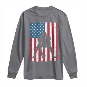 American Flag Football Long Sleeve Shirt Cool Distressed Vintage Patriotic Football Player TS10 Charcoal Print Your Wear