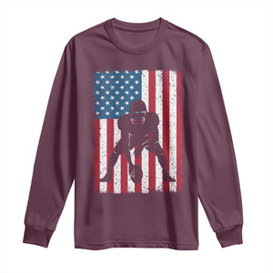 American Flag Football Long Sleeve Shirt Cool Distressed Vintage Patriotic Football Player TS10 Maroon Print Your Wear