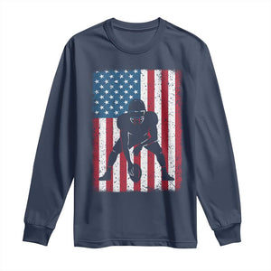 American Flag Football Long Sleeve Shirt Cool Distressed Vintage Patriotic Football Player TS10 Navy Print Your Wear