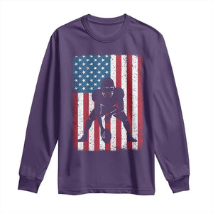 American Flag Football Long Sleeve Shirt Cool Distressed Vintage Patriotic Football Player TS10 Purple Print Your Wear