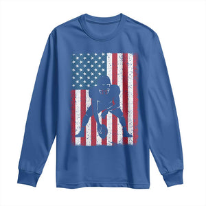 American Flag Football Long Sleeve Shirt Cool Distressed Vintage Patriotic Football Player TS10 Royal Blue Print Your Wear
