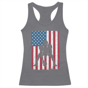 American Flag Football Racerback Tank Top Cool Distressed Vintage Patriotic Football Player TS10 Charcoal Print Your Wear