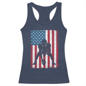 American Flag Football Racerback Tank Top Cool Distressed Vintage Patriotic Football Player TS10 Navy Print Your Wear