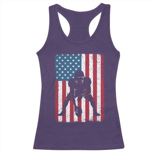 American Flag Football Racerback Tank Top Cool Distressed Vintage Patriotic Football Player TS10 Purple Print Your Wear