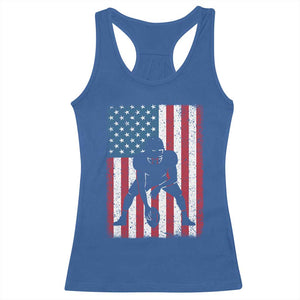 American Flag Football Racerback Tank Top Cool Distressed Vintage Patriotic Football Player TS10 Royal Blue Print Your Wear