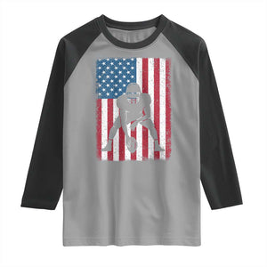 American Flag Football Raglan Shirt Cool Distressed Vintage Patriotic Football Player TS10 Sport Gray Black Print Your Wear