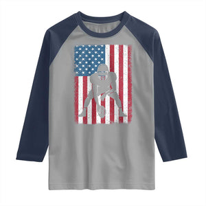 American Flag Football Raglan Shirt Cool Distressed Vintage Patriotic Football Player TS10 Sport Gray Navy Print Your Wear