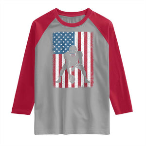 American Flag Football Raglan Shirt Cool Distressed Vintage Patriotic Football Player TS10 Sport Gray Red Print Your Wear