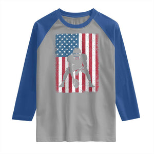 American Flag Football Raglan Shirt Cool Distressed Vintage Patriotic Football Player TS10 Sport Gray Royal Print Your Wear