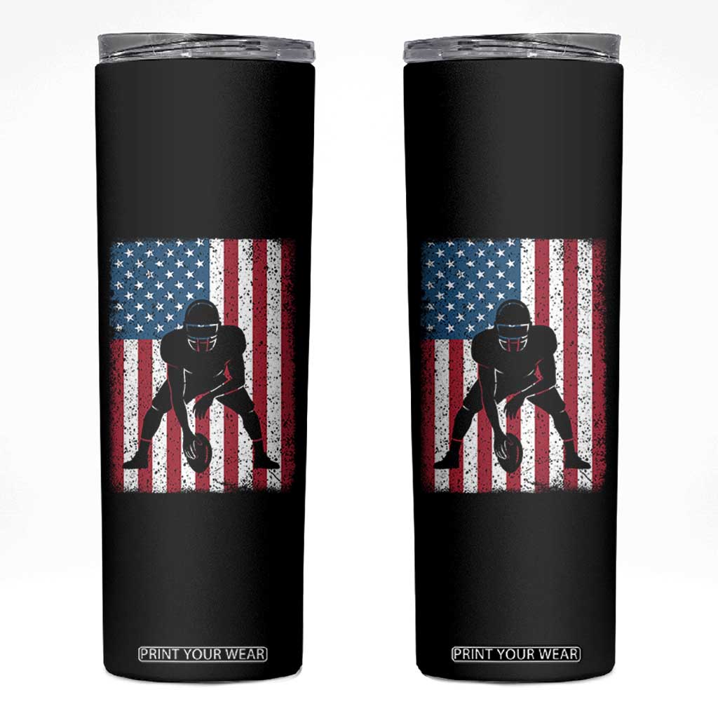 American Flag Football Skinny Tumbler Cool Distressed Vintage Patriotic Football Player TS10 Black Print Your Wear