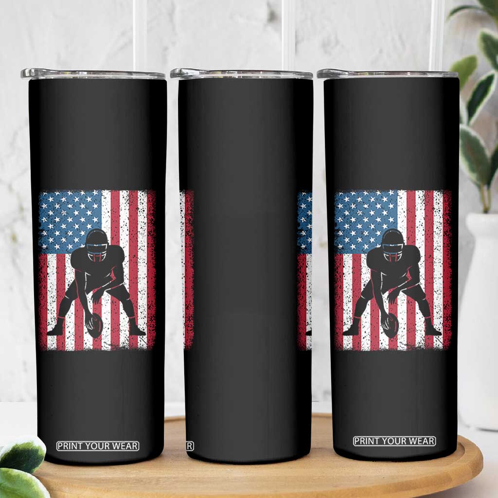 American Flag Football Skinny Tumbler Cool Distressed Vintage Patriotic Football Player TS10 Print Your Wear