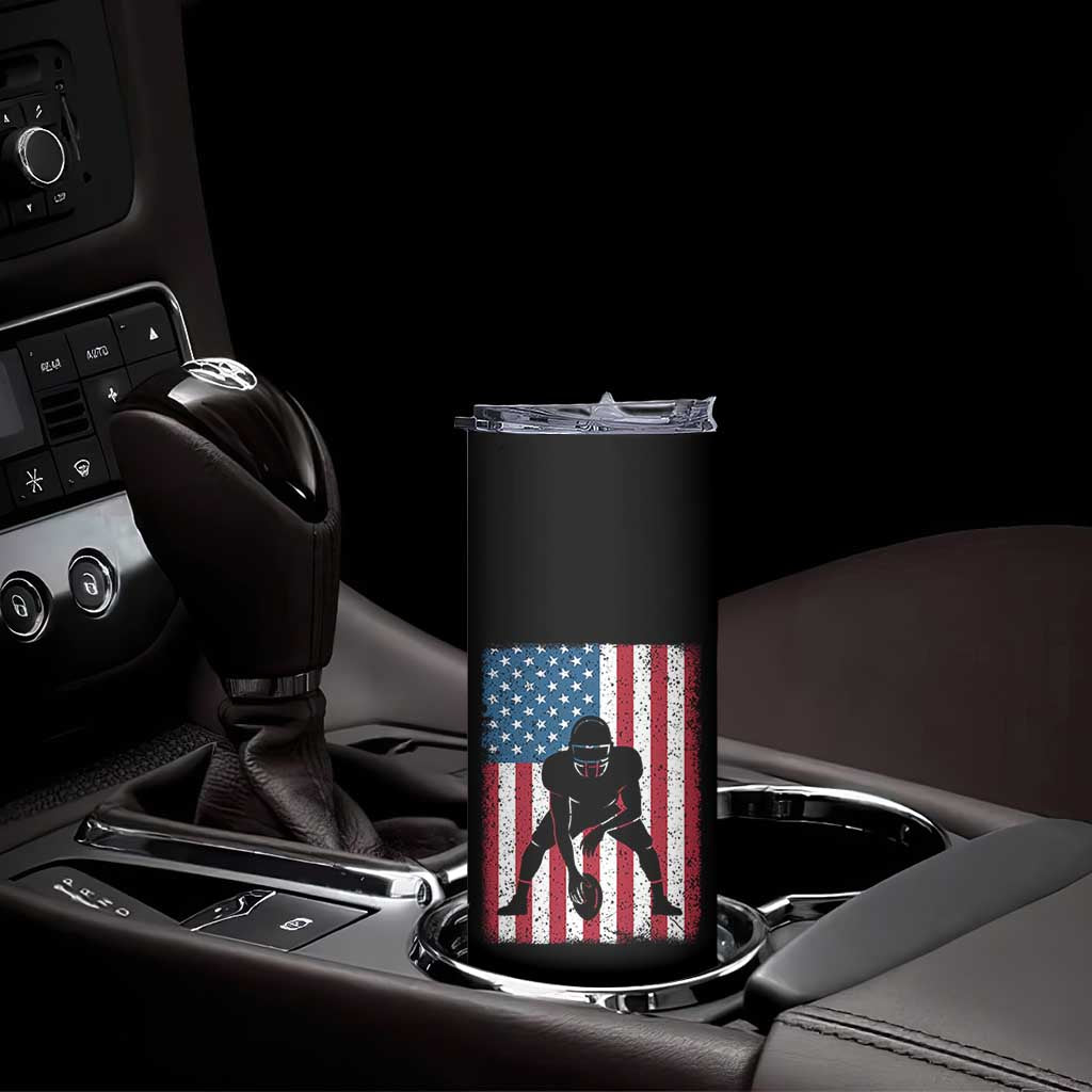 American Flag Football Skinny Tumbler Cool Distressed Vintage Patriotic Football Player TS10 Print Your Wear