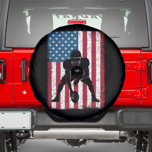 American Flag Football Spare Tire Cover Cool Distressed Vintage Patriotic Football Player TS10 Black Print Your Wear