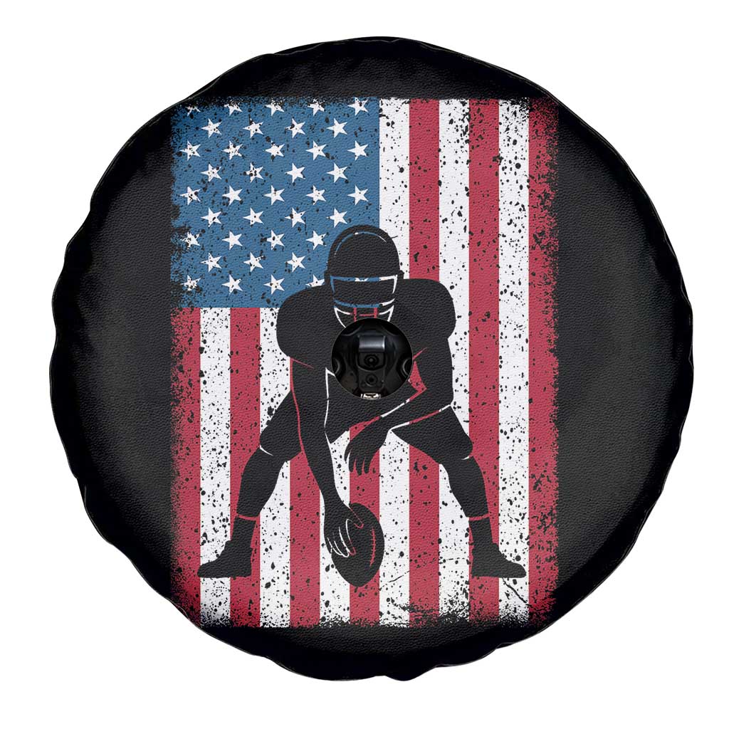 American Flag Football Spare Tire Cover Cool Distressed Vintage Patriotic Football Player TS10 Print Your Wear