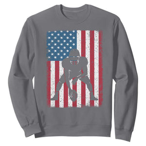 American Flag Football Sweatshirt Cool Distressed Vintage Patriotic Football Player TS10 Charcoal Print Your Wear