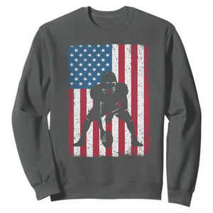 American Flag Football Sweatshirt Cool Distressed Vintage Patriotic Football Player TS10 Dark Heather Print Your Wear