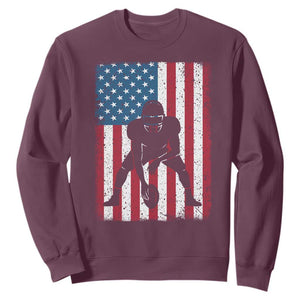 American Flag Football Sweatshirt Cool Distressed Vintage Patriotic Football Player TS10 Maroon Print Your Wear