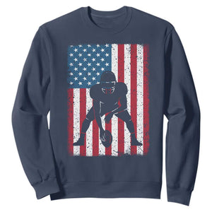 American Flag Football Sweatshirt Cool Distressed Vintage Patriotic Football Player TS10 Navy Print Your Wear