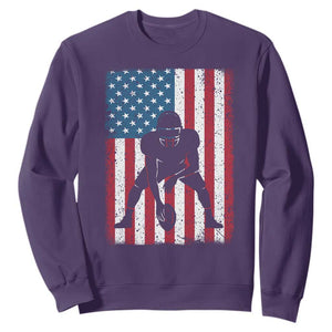 American Flag Football Sweatshirt Cool Distressed Vintage Patriotic Football Player TS10 Purple Print Your Wear