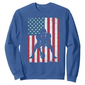 American Flag Football Sweatshirt Cool Distressed Vintage Patriotic Football Player TS10 Royal Blue Print Your Wear