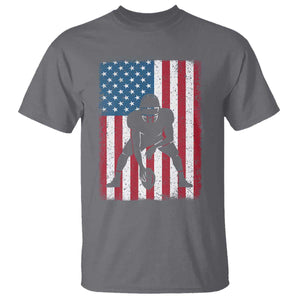 American Flag Football T Shirt Cool Distressed Vintage Patriotic Football Player TS10 Charcoal Print Your Wear