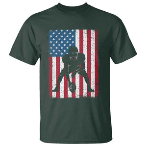 American Flag Football T Shirt Cool Distressed Vintage Patriotic Football Player TS10 Dark Forest Green Print Your Wear