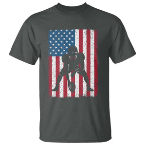 American Flag Football T Shirt Cool Distressed Vintage Patriotic Football Player TS10 Dark Heather Print Your Wear
