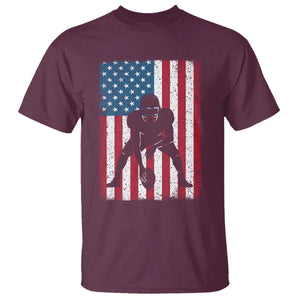 American Flag Football T Shirt Cool Distressed Vintage Patriotic Football Player TS10 Maroon Print Your Wear