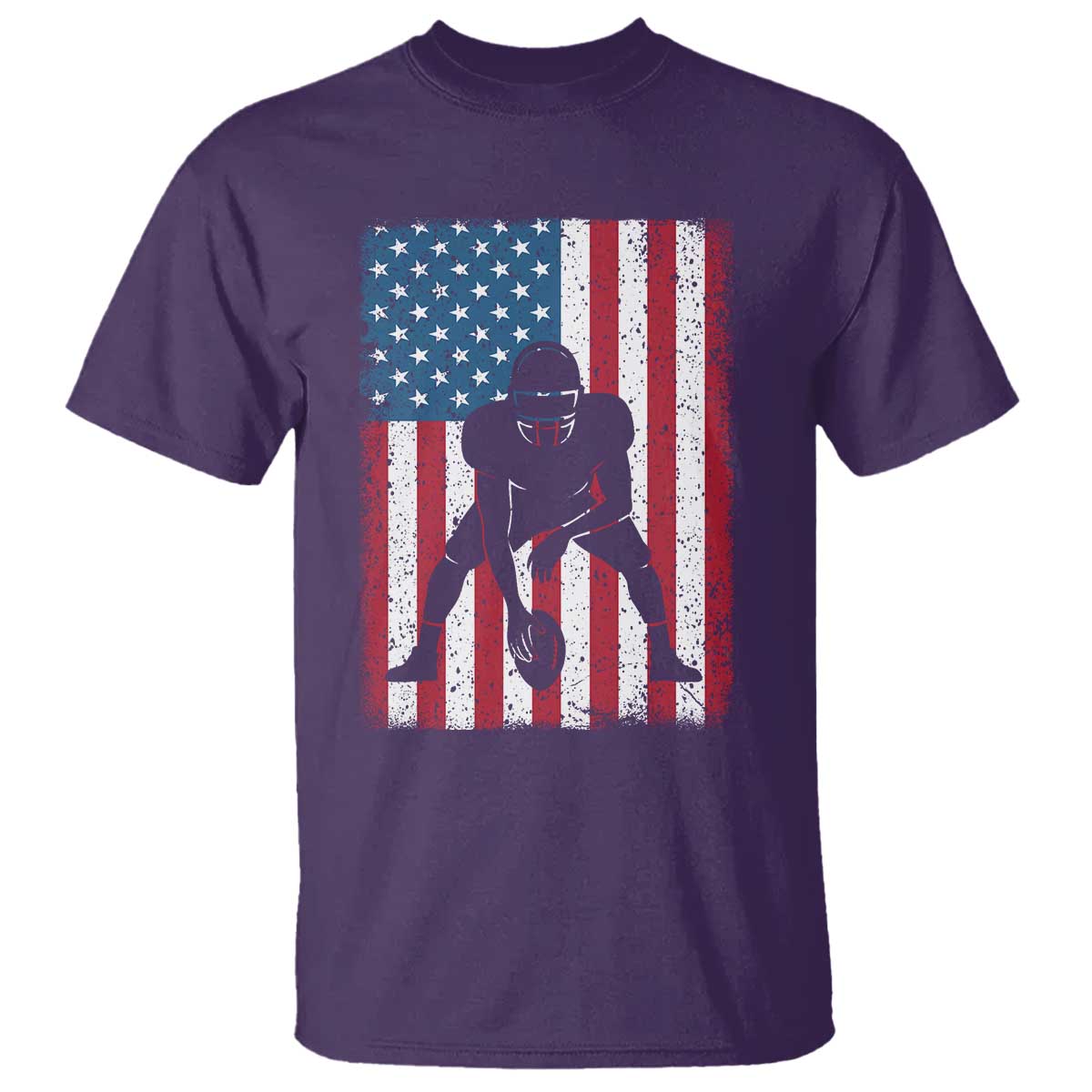 American Flag Football T Shirt Cool Distressed Vintage Patriotic Football Player TS10 Purple Print Your Wear