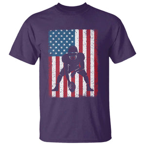 American Flag Football T Shirt Cool Distressed Vintage Patriotic Football Player TS10 Purple Print Your Wear