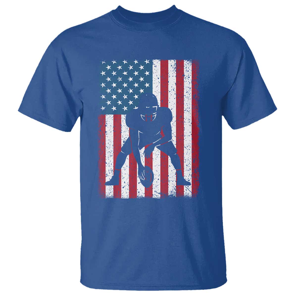 American Flag Football T Shirt Cool Distressed Vintage Patriotic Football Player TS10 Royal Blue Print Your Wear