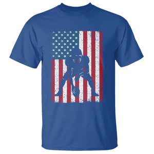 American Flag Football T Shirt Cool Distressed Vintage Patriotic Football Player TS10 Royal Blue Print Your Wear