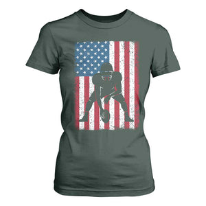 American Flag Football T Shirt For Women Cool Distressed Vintage Patriotic Football Player TS10 Dark Forest Green Print Your Wear