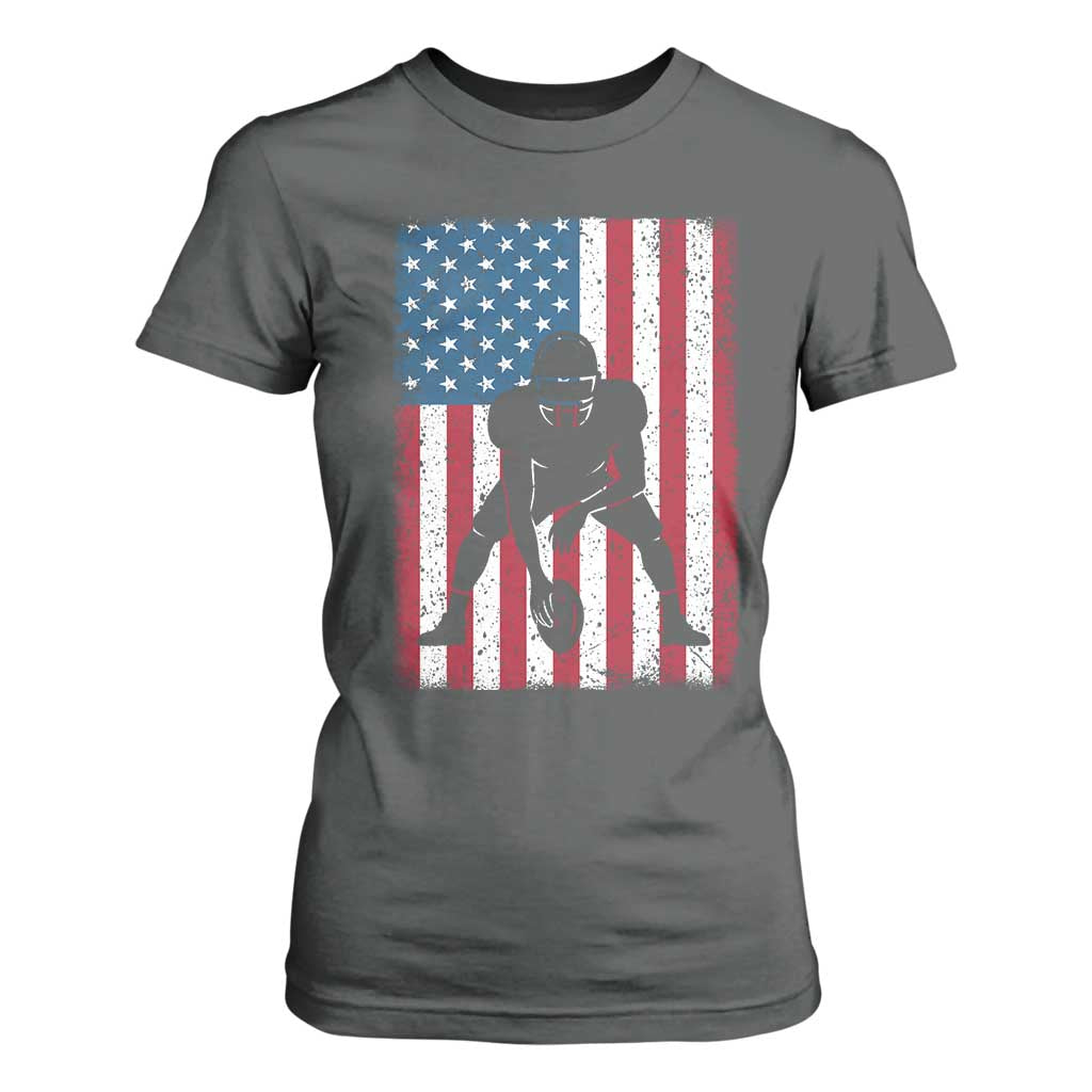 American Flag Football T Shirt For Women Cool Distressed Vintage Patriotic Football Player TS10 Dark Heather Print Your Wear