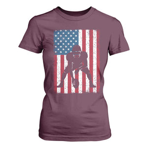American Flag Football T Shirt For Women Cool Distressed Vintage Patriotic Football Player TS10 Maroon Print Your Wear