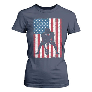 American Flag Football T Shirt For Women Cool Distressed Vintage Patriotic Football Player TS10 Navy Print Your Wear