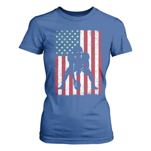 American Flag Football T Shirt For Women Cool Distressed Vintage Patriotic Football Player TS10 Royal Blue Print Your Wear